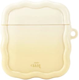 xoxo Wildhearts hoesje geschikt voor AirPods 1 & 2 - Buttercup - Ook als telefoonhoesje verkrijgbaar - Schokbestendige wavy case - Koptelefoonhoesje - Beschermhoes met golvend design - Geel — thumbnail 1