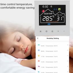Slimme Thermostaat - Programmeerbaar Display - Energie Besparen - Geheugen Opslag - 86x86mm - Zwart — thumbnail 3