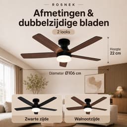 MUPOO Moderne Zwart plafondventilator met verlichting 106cm-Afstandsbediening en App-Stille &Zomer en Winterstand-Dimbaar& 6 Snelheden -ventilator lamp plafond Voor Slaapkamer Woonkamer-Multiplex Omkeerbare bladen — thumbnail 5
