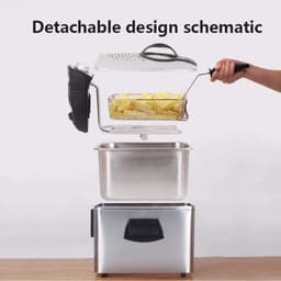 Elektrische Friteuse - Friteuse met mand - Thuis Frituren - Verstelbare Temperatuur - 3 Liter - Rood — thumbnail 3