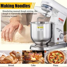 Keukenmixer Standmixer - Bakmachine Deegmixer - Bakken Koken - 3-in-1 Multifunctioneel - 7L Kom - Zilver — thumbnail 3