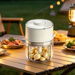 Elektrische Knoflookhakker - Mini Keukenmachine - Snel Ingrediënten Hakken - Zes Precisie Messen - 350 ml - Wit — thumbnail 4