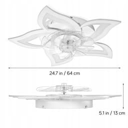 Slimme Plafondventilator met LED Lamp - 50W Energiezuinige Plafondlamp - Bediening via Afstandsbediening én App - Met Instelbare Windsnelheden-Wit — thumbnail 2