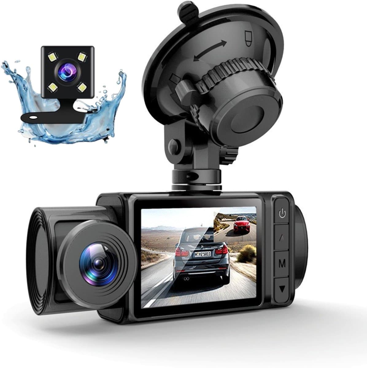Dailygoody - Dashcam - 3-kanaals Dashcamera voor Auto's - 1080P Full HD Nachtzicht - G-sensor en Parkeermodus - Veiligheid en Bewaking - Geschikt voor... — afbeelding 1