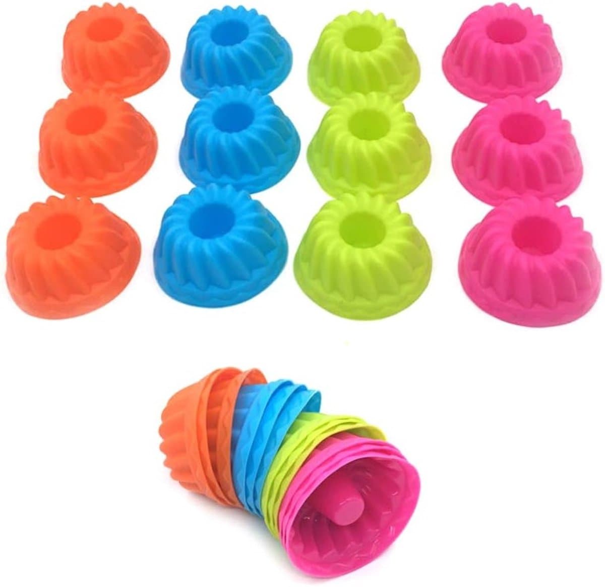Kleine Mini Turban Mold voor Bakken - 24 Stuks Silicone Bakvormen voor Pompoen Mini Cakes, Pudding en Jelly — afbeelding 1