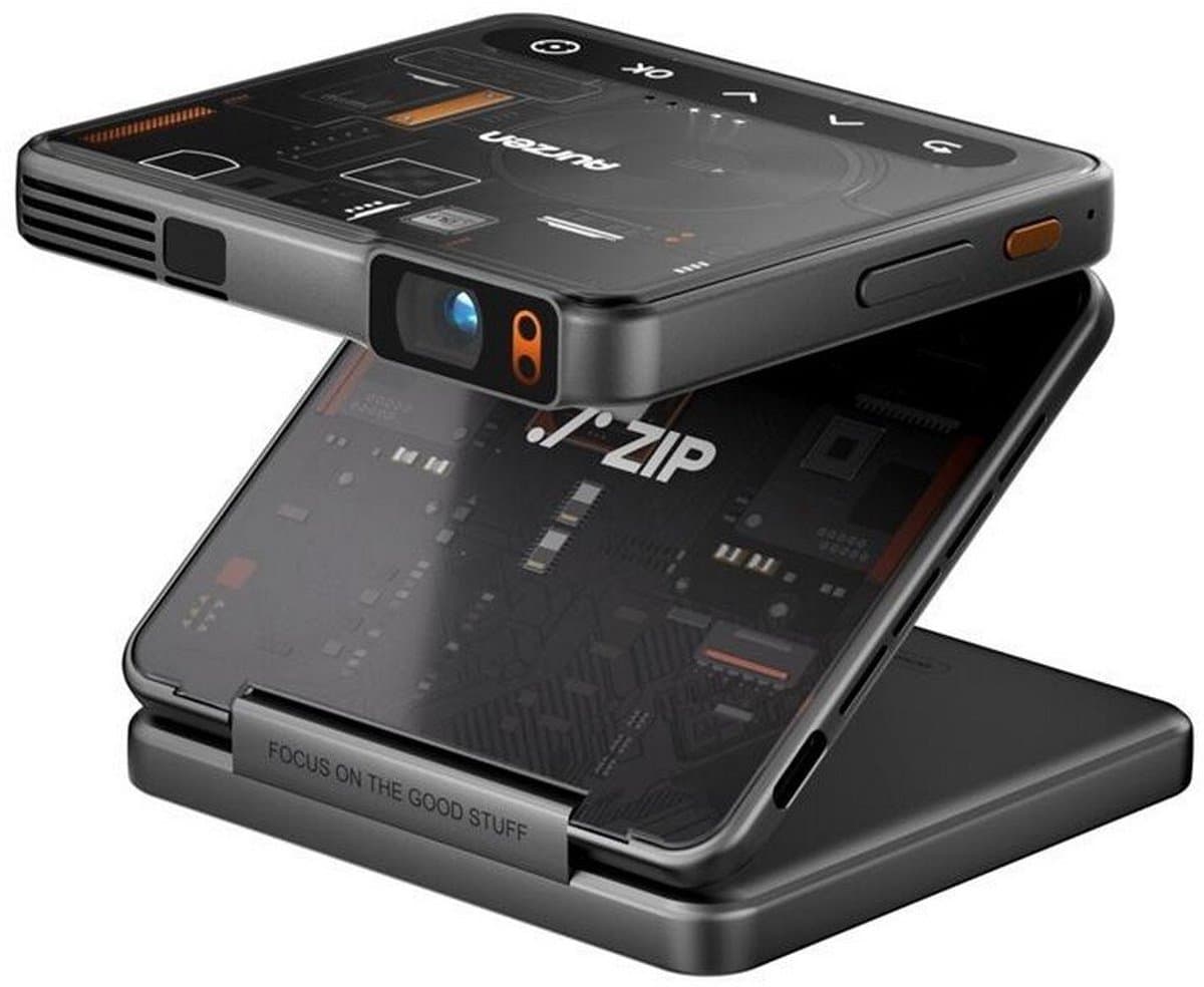 Aurzen ZIP Trifold Portable Projector Cyber Zwart - Pocket Beamer - Android & iOS - USB-C - Bluetooth - 5000 mAh — afbeelding 1