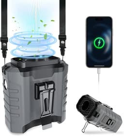 Taillenventilator Draagbaar - Gordelclip Ventilator 15000 rpm - 5 Standen Krachtig - 10000mAh Oplaadbaar - voor Buiten, Werk, Sport - Zwart - 1 Stuk — thumbnail 1
