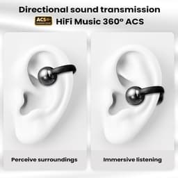 Open-Ear koptelefoon, 5.4-hoofdtelefoon, open-ear clip-on sportoortjes, taalvertaling, 50 uur speeltijd met ENC, touchscreen Open Ear Oordopjes (Zwart) — thumbnail 2