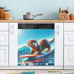 Vaatwasser Magneet - Keuken Decor - Keuken Opvrolijken - Krasbestendige Laag - 58 x 66 cm - Otter Surfen — thumbnail 4