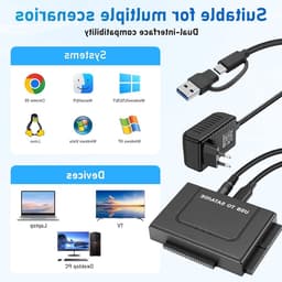 Hard Drive Adapter 6Gbps USB 3.1 naar IDE/SATA voor 2.5/3.5 inch HDD met Voeding en SATA Kabel voor Windows 11/10/8/7/XP/Vista — thumbnail 3