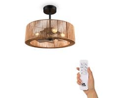 Fantiluxe - Wilma - Plafondventilator met verlichting - Hout - Ø61cm - Afstandsbediening - Met lamp - Plafond ventilator - Slaapkamer