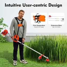 Tuinmachines - Grasmaaier trimmer - Tuinonderhoud - 4-in-1 functie - 25 cm snijbreedte - Rood wit zwart — thumbnail 2