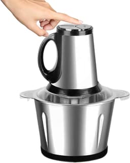 Elektrische Groentesnijder - Keukenmachine Hakker - Eten Bereiden - Stabiele Antislipbasis - 27x18cm - Zilver — thumbnail 1