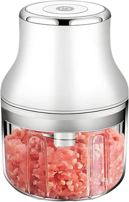 Mini Foodprocessor - Keukenmachine Hakker - Snel Ingrediënten Verwerken - Draadloos Oplaadbaar - 250ml Capaciteit - Wit — thumbnail 1