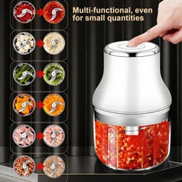 Mini Foodprocessor - Keukenmachine Hakker - Snel Ingrediënten Verwerken - Draadloos Oplaadbaar - 250ml Capaciteit - Wit — thumbnail 5
