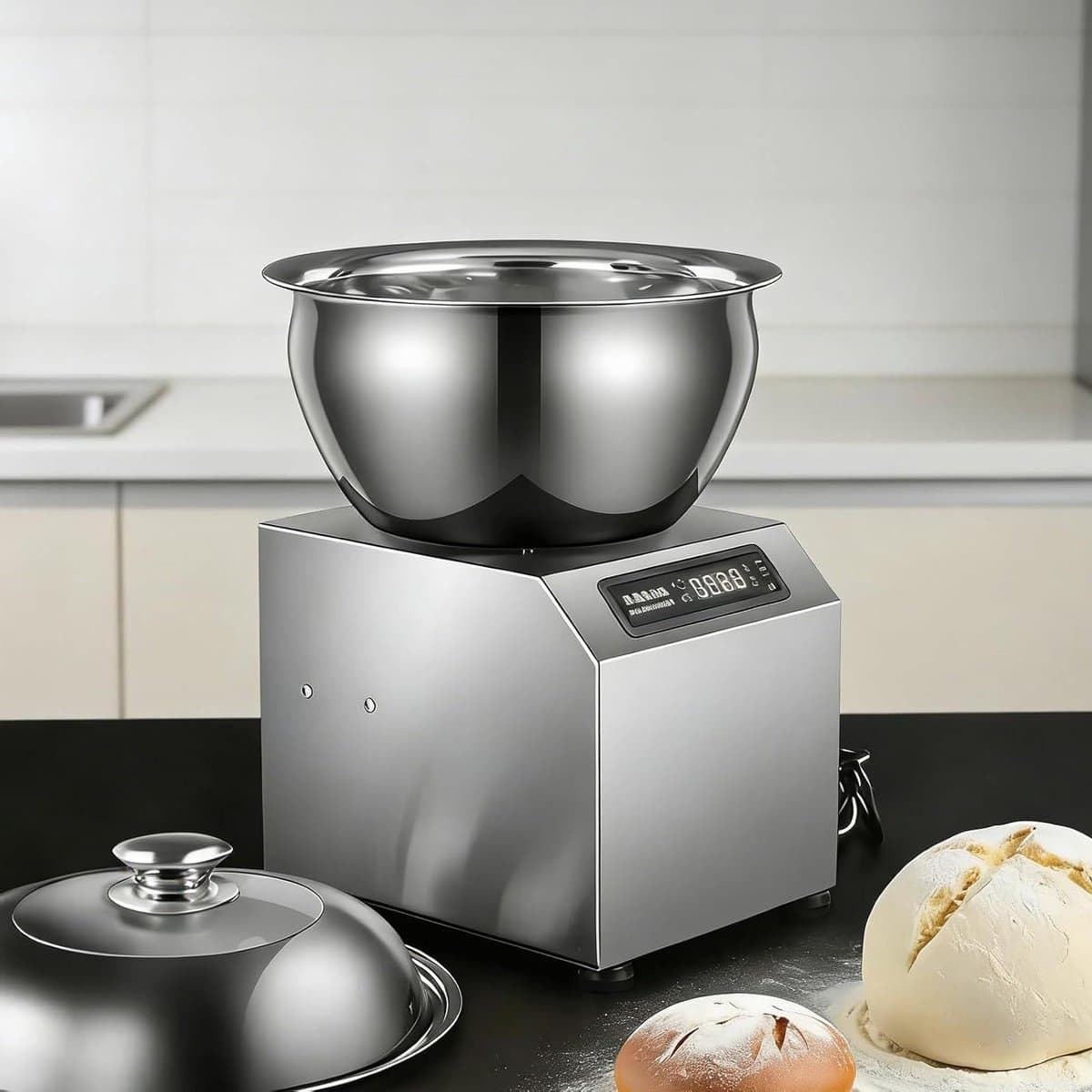 Elektrische Kneedmachine - Deegmixer Keukenmachine - Brood Bakken - Dubbele Spiraal Rotatie - 8 kg Kom - Zilver — afbeelding 1