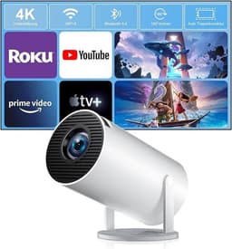 Smart-projector, 1080p native met 4K-ondersteuning, wifi 6 en Bluetooth 5.2, autofocus/trapeziumcorrectie, geïntegreerde apps, spraakbediening, draagbare filmprojectoren voor buiten — thumbnail 1