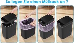 Prullenbak met Sensor - Automatische Deksel - 12 Liter - 3 Bedieningsmodi - Stil en Waterbestendig - Set van 2 — thumbnail 3