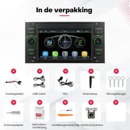 Boscer Draadloos Apple CarPlay & Android Auto Autoradio - 7 Inch Scherm - Geschikt voor Ford Fiesta, Focus, Mondeo, Transit, Kuga, C-Max, S-Max, Galaxy & Connect - Bluetooth - Achteruitrijcamera & Microfoon — thumbnail 4