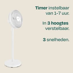 VONROC Vloerventilator - 3 snelheden – incl. afstandsbediening - timer - verstelbaar in 3 hoogtes - wit — thumbnail 2