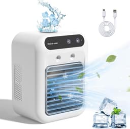Luchtkoeler - Mini Aircooler Met Verneveling - Draagbare USB Tafelventilator Zonder Digitaal Display - Type-C - 16,4 x 11,8 x 21,4 cm — thumbnail 1
