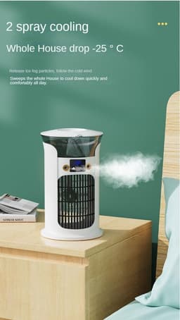 VHV- Compacte Nevelventilator met USB - Krachtige Luchtkoeler met Luchtbevochtiger - Stille Draagbare Tafelventilator voor Thuis, Kantoor, Slaapkamer en Bureau — thumbnail 2