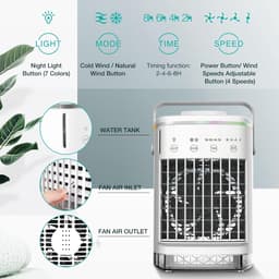 Draagbare Airco met 4 Snelheden - Luchtkoeler voor Slaapkamer, Auto en Camping - USB-Voeding - 1 Stuk — thumbnail 3