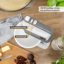 Keukenmixer - Standmixer - Bakken en Koken - 2-in-1 Hand- en Standmixer - 34 Liter Kom - Wit Grijs — thumbnail 4