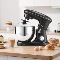 Keukenmixer – Mengmachine – Bakmixer – Deegkneder – Standmixer – 1400W Krachtige Motor – 4,5 Liter RVS Mengkom – Zwart — thumbnail 1