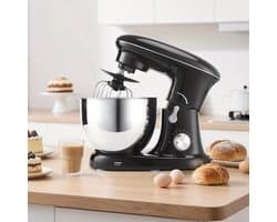 Keukenmixer – Mengmachine – Bakmixer – Deegkneder – Standmixer – 1400W Krachtige Motor – 4,5 Liter RVS Mengkom – Zwart