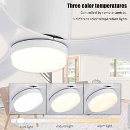 Casa Living Plafondventilator - Plafondlamp - Stille Ventilator - Led Verlichting - Inclusief Afstandbediening - Wit - 105CM — thumbnail 3