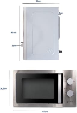 Grunkel Magnetron van roestvrij staal met een inhoud van 20 l en 5 standen - MW-20INOX - ontdooifunctie en timer tot 35 minuten. Roestvrij staal - 700 W — thumbnail 5