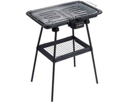 alpina Elektrische BBQ 2-In-1 2200W - Electrische BBQ Tafelmodel met Thermostaat - Elektrische Grill met Warmhoudfunctie - Tafelgrill Electrisch met Verstelbaar Rooster - 51 x 30 cm - Zwart