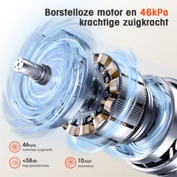 Elekiatech Steelstofzuiger- 46000Pa - 50 Minuten Gebruikstijd - 8 Kegel Filtersysteem Steelstofzuiger Draadloos - 1,5 L Stofbak - 2200 mAh Accu - voor Tapijten en Harde Vloere - Rood — thumbnail 3