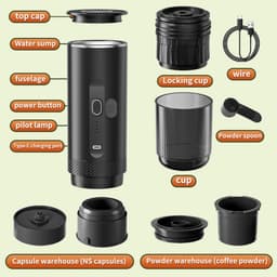 NAVOBIZ Espressomachine - Koffiemaker - Apparaat - 2-in-1 - Draadloos - Lichtgewicht - One-touch bediening - 7500 mAh - 20 bar — thumbnail 5