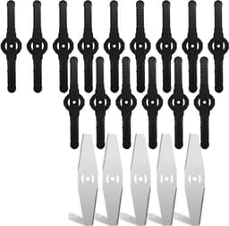 Reservemesjes Grastrimmer - Grasmaaierbladen Vervanging - Gazon Onderhoud - Combinatie Metaal Kunststof - 20 stuks 15 cm - Zwart — thumbnail 1