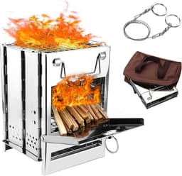 Camping houtkachel opvouwbaar RVS kookkachel draagbaar met grill en opbergtas lichtgewicht 1 kg — thumbnail 1