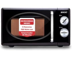 Magnetron Retrostijl Zwart 20 Liter 700W Met Timer En Ontdooifunctie