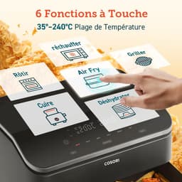 Airfryer 10 Liter – Dubbele Zone Heteluchtfriteuse – 6 Functies – 2800W – Zwart — thumbnail 4