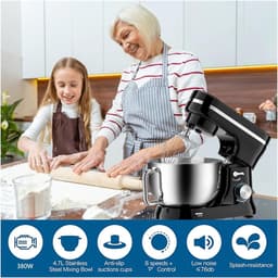 Keukenmixer - Deegmixer Cake mixer - Bakken en mengen - Kantelkop ontwerp - 4 liter kom - Zwart — thumbnail 3