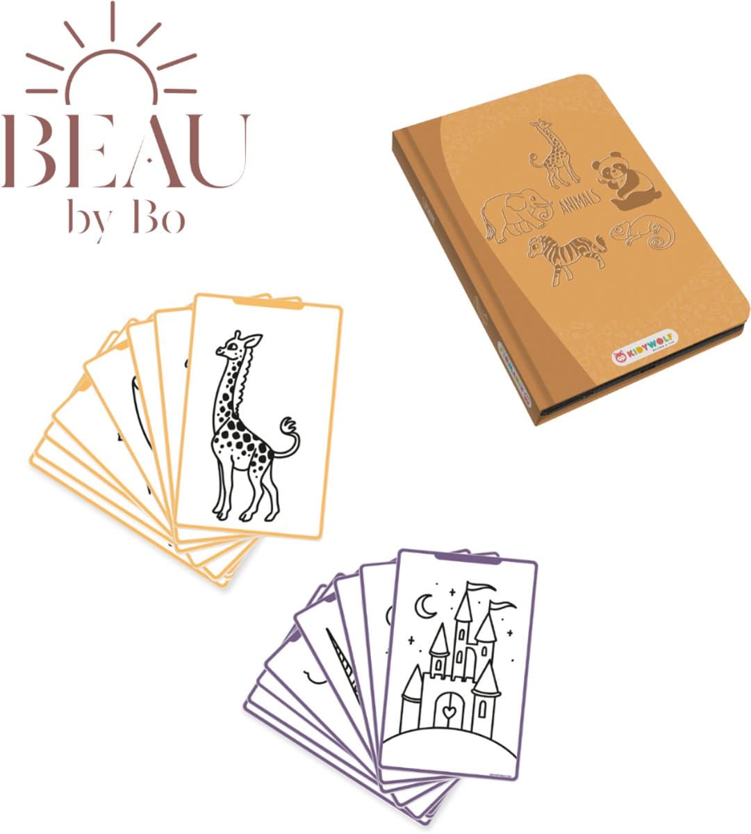 BEAU by Bo Kidywolf Kidydraw Mini Tekenboek met LCD-scherm Dieren + Refill Once upon a time & Animals — afbeelding 1