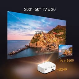 Byintek - K45 - Beamer - Projector Beamer - Mini Meamer - 4k - Full HD 1080P - 1920x1080dpi - Automatische focus - met WiFi - 950ANSI Lumens - Wit — thumbnail 4