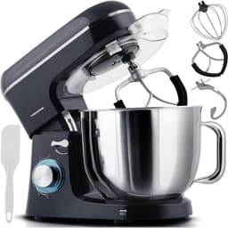 Keukenmachine 1400W - Mixer apparaat - Bakken en koken - 6 snelheden - 6 Liter kom - Zwart zilver — thumbnail 1
