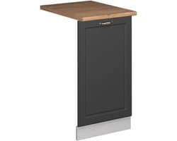 Frontpaneel Vaatwasser Inbouw - Landelijke Stijl Antraciet-Goud Afwerking - 45 cm - Eiken