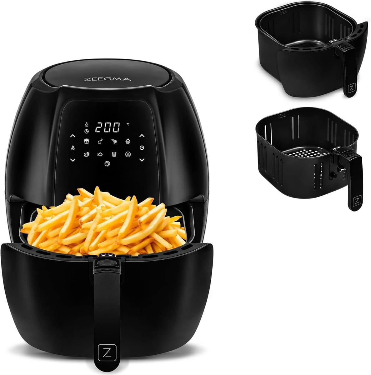 Zeegma Knapper Grand Airfryer – 1800W, 7.7L Capacity, 9 Programs, Fast Heating, Fat Free Cooking, Dishwasher Safe (Black) — afbeelding 1