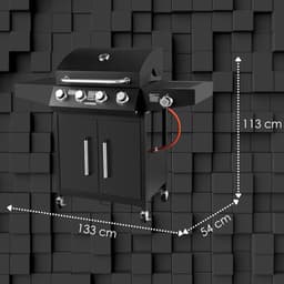 Gasbarbecue 4 Branders met Zijbrander 113 x 54 x 133 cm – RVS Buitenkeuken BBQ Grillwagen met Verlichte Knoppen, Thermometer, Grillroosters, Gasslang & Drukregelaar – Professionele Gasgrill voor Tuin, Camping & Terras – HomebyNicole — thumbnail 1