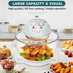 Heteluchtoven Airfryer - Oljefri Grill - Gezond Koken - Duurzaam Glasontwerp - 17 Liter Capaciteit - Transparant — thumbnail 2