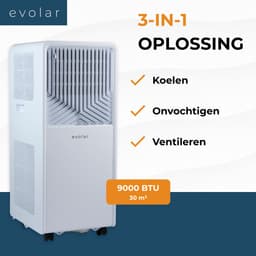 Evolar Mobiele Smart Airco - 9000 BTU - WiFi - App & Afstandsbediening - Airconditioner - met Afvoerslang - Slaapkamer, Woonkamer, Thuiskantoor - EVO-009CW — thumbnail 3
