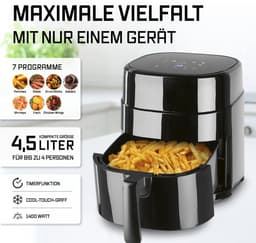 GourmetMaxx 16538 Airfryer 4.5 l Anti-aanbaklaag, BPA-vrij, CoolTouch-behuizing, Digitale timer, Grillfunctie, Heteluch — thumbnail 4