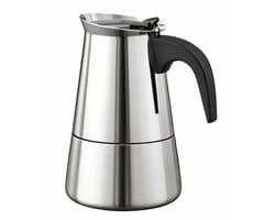 Cheffinger, Italiaans Koffiezetapparaat van RVS 6 Kopjes Inductie Compatibel voor Moka Koffie, Zilver